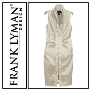 Frank Lyman Design – Elegant Ivory Satin Zip Dress (Size 8 / M)